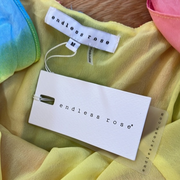 New! Endless Rose medium rainbow ombré stripe maxi dress with fluttery sleeves. - Picture 7 of 11